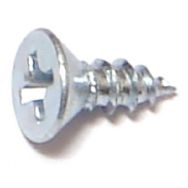 Midwest Fastener Wood Screw, #6, 3/8 in, Zinc Plated Steel Flat Head Phillips Drive, 100 PK 51877